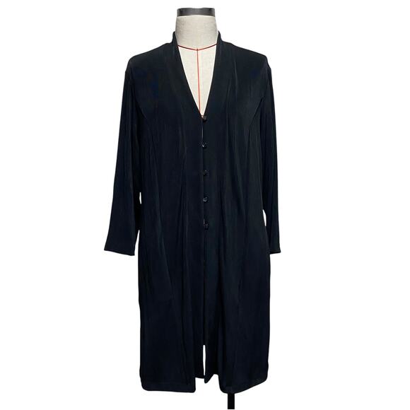 Chicos Travelers Womens Size 2 Black Slinky Button Front Cardigan Sweater - Picture 1 of 6